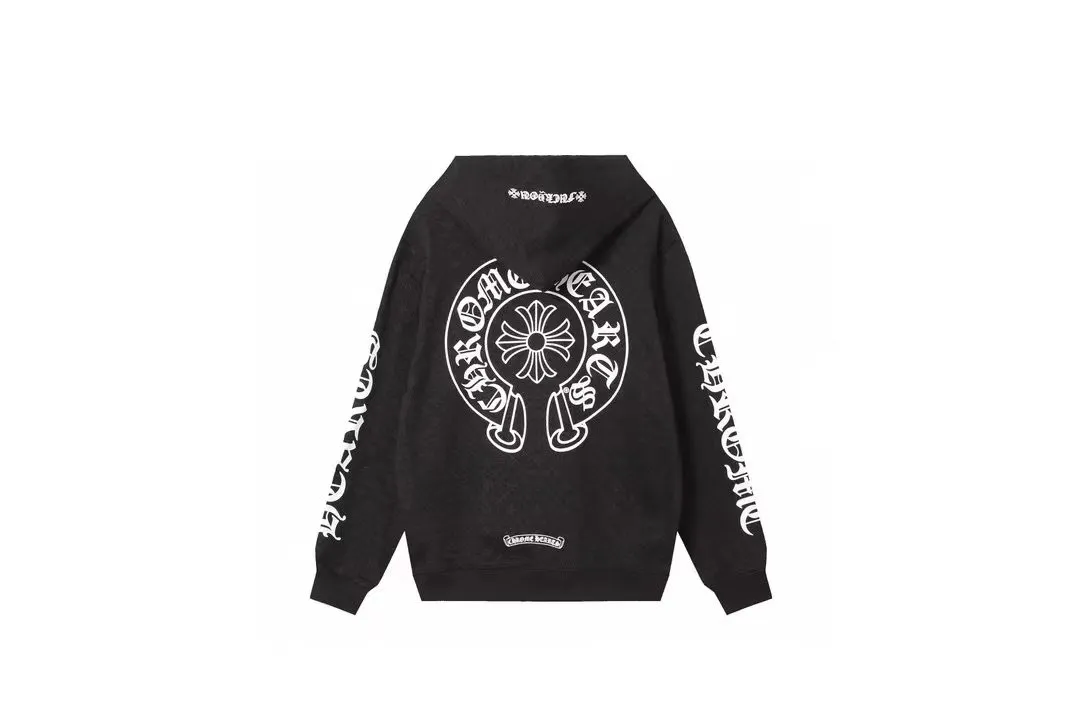 Q10—P230 -Chrome Hearts/Chrome Hearts printed zipper sweatshirt cardigan jacket -420 grams of high-density, high-quality wool, soft, delicate and skin-friendly, soft and silky to the touch, warm and skin-friendly -The hardware zipper accessories are all customized and full of details -Colour: black white -Size: S M L XL
